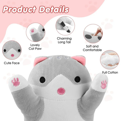 Cute Cat Electric Heating Pad for Period Cramps Soft Plush Stuffed Animal Design Portable USB Powered Heat Pad Gifts for Women