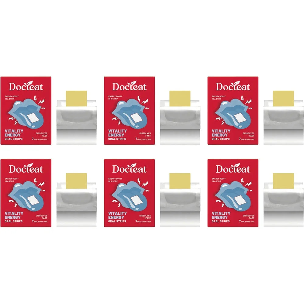 Docteat Vitality Energy Oral Strips with Caffeine and L-Theanine To Quickly Relieve Fatigue and Improve Concentration 7 Strips