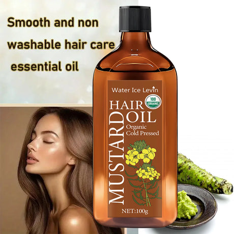 Organic Cold Pressed Mustard Hair Oil - Hyaluronic Acid & Vitamin Infusion, Deep Nourishment, Winter Hydration Therapy