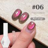 WS 10ML Sunlight Cat Eye Gel Nail Polish Autumn Winter Whitening Wine Red Color Light Sunset Glow Cat Eye Glass Beads Nail Atr