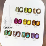 WS 10ML Sunlight Cat Eye Gel Nail Polish Autumn Winter Whitening Wine Red Color Light Sunset Glow Cat Eye Glass Beads Nail Atr