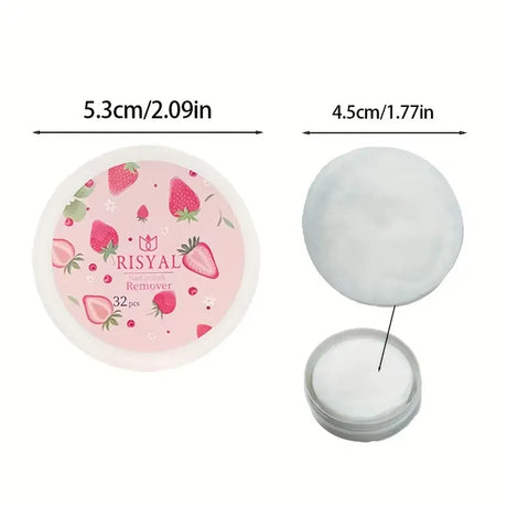 32pcs/Box Strawberry Nail Polish Remover Pads, Soft Absorbable Wipes for Easy Manicure & Pedicure Care