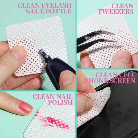 200 Pieces Lint-Free Nail Wipes Professional Eyelash Extension Glue Wipes Nail Polish Removal Wipes for Salon Use