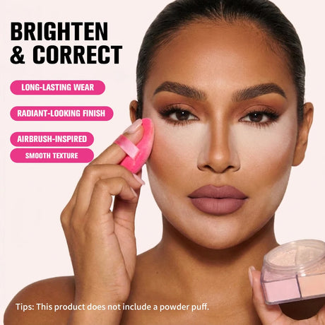 2 in 1 Bake Loose Powder Brightening&Correcting Duo Brightening Correcting Blurred Pores Matte LongLasting Setting Powder Makeup