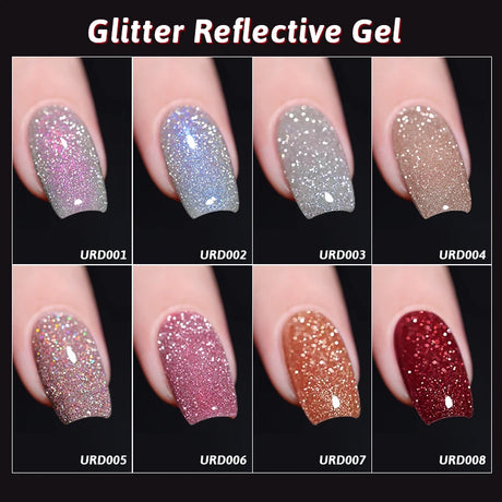 UR SUGAR 15ml Chameleon Pink Purple Reflective Gel Nail Polish Glitter Gorgeous Semi Permanent Soak Off UV Gel For Nail Art