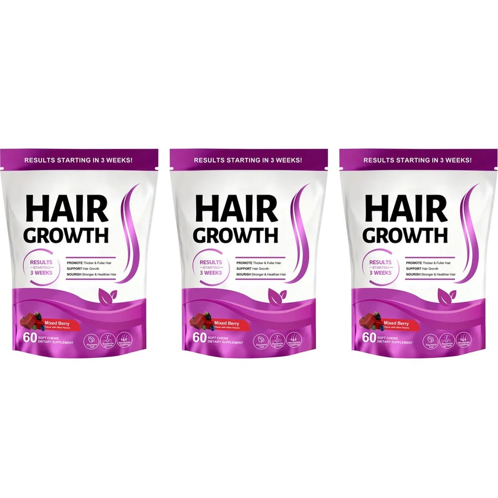 Hair Growth Gummies with Biotin and Vitamins C and E Support Hair Skin and Nails Health Mixed Berry Flavor 60 Gummies