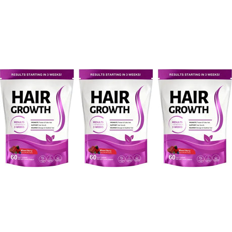 Hair Growth Gummies with Biotin and Vitamins C and E Support Hair Skin and Nails Health Mixed Berry Flavor 60 Gummies