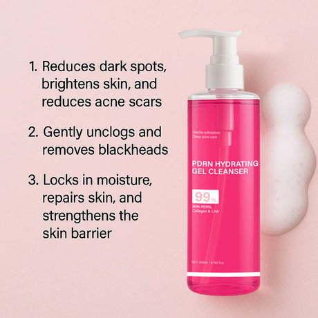 PDRN Hydrating Gel Cleanser, Salmon Pink Foam Cleansing Gel with PDRN & Collagen,Deep Cleansing,Gentle and Non-irritating, 200ml