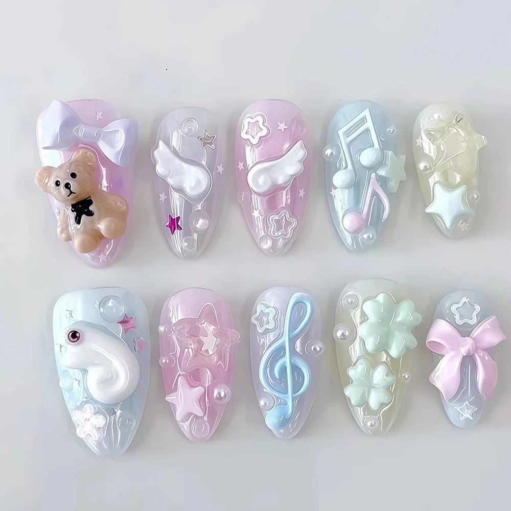 Cute Wings Nail Art Silicone Mold 3D Angel Wings Design Molds Reusable Clear Manicure Template DIY Charms Gel Wings Wedding