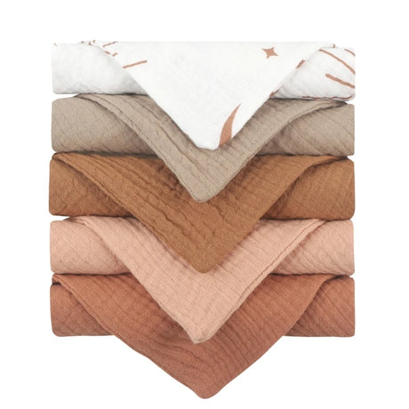 5pcs Baby Saliva Soft Absorbent Gauze Cotton Burp Cloth Kindergarten Handkerchief Newborn Washcloth Nursing Towel