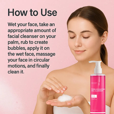 PDRN Hydrating Gel Cleanser, Salmon Pink Foam Cleansing Gel with PDRN & Collagen,Deep Cleansing,Gentle and Non-irritating, 200ml