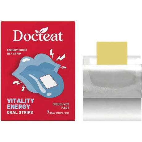 Docteat Vitality Energy Oral Strips with Caffeine and L-Theanine To Quickly Relieve Fatigue and Improve Concentration 7 Strips