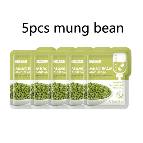 5pcs LAIKOU Eggplant Mud Mask Oil Control Moisturizing Anti-Acne  Anti Wrinkle Whitening Cleansing Clay Mask Skin Care Face Mask