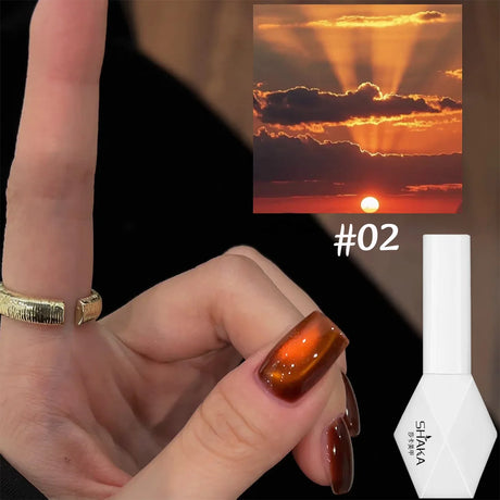 WS 10ML Sunlight Cat Eye Gel Nail Polish Autumn Winter Whitening Wine Red Color Light Sunset Glow Cat Eye Glass Beads Nail Atr