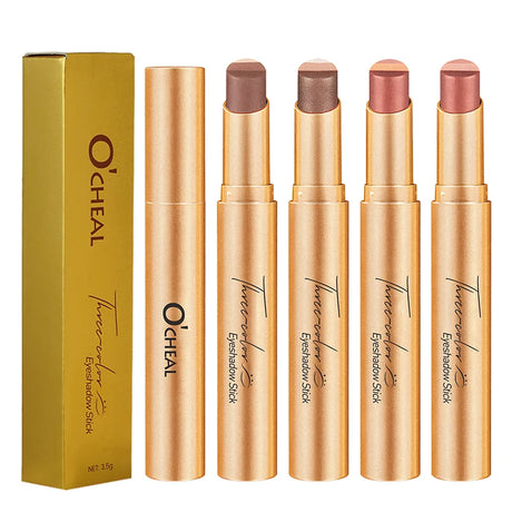 O'CHEAL Three Color Eye Shadow Stick Gradient Delicate Shiny Waterproof Glitter Eye Shadow Waterproof Long-Lasting Eye Cosmetics