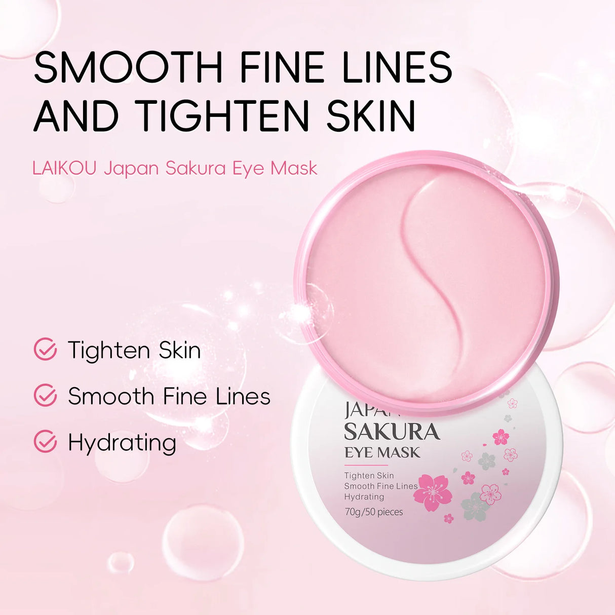 LAIKOU Snail or Sakura Under Eye Mask Anti Aging Hydrating Reduce Dark Circles Puffiness 50 Pieces for Daily Eye Care