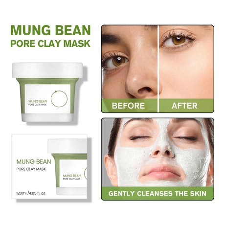 Mung Bean Pore Clay Mask 120ml - Deep Cleansing Face Mask for Blackhead Removal, Skin Brightening & Pore Minimizing