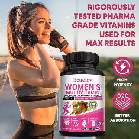 Women's Daily Multivitamin, with 21 Complete Daily Vitamins and Minerals for Women, Efficient Formula-Metabolism and Immune Support,120 Capsules