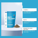 Hydrolyzed Multi Collagen Powder with Hyaluronic Acid, Liposomal Vitamin C Biotin and Grape Seed Extract Chocolate Formula 220g