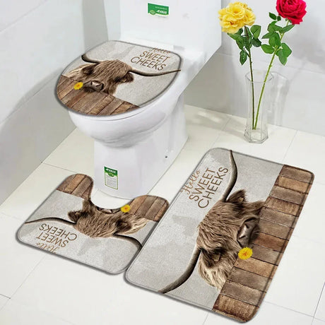 Abstract Marble Bath Mat Sets Modern Geometric Gold Lines Blue Texture Pattern Bathroom Decor Carpet Non-Slip Rugs Toilet Cover