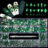 21 grid nail art diamond flat bottom glass diamond multi-style special-shaped diamond shiny nail rhinestone DIY nail art jewelry