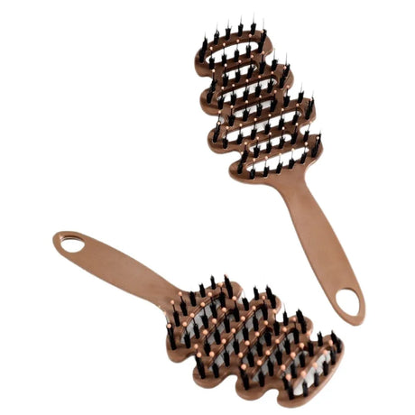Natural Boar Bristle Hair Comb Hollow Scalp Massage Detangler Brush Anti-frizz Styling Hairbrush for Curly Hair