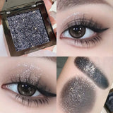 Purple Glitter Eyeshadow Makeup Pearlescent Shimmer Black Eyeshadow Plate Waterproof Long Lasting Monochrome Eyeshadow Cosmetics