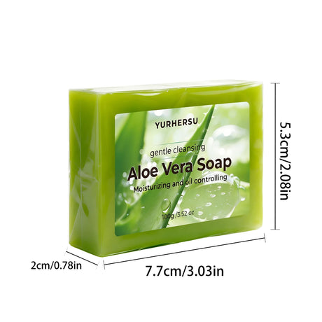 Aloe Vera Essential Oil Soap Deep Cleansing Oil Control Refresh Soothe Redness Face Body Shower Soap Bar Skin Care
