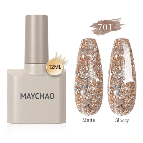 MAYCHAO Gel Nail Polish 12ML Full Coverage Base Top Coat Soak Off Gel Polish UV LED Gel Semi Permanent Varnishes Design Nail Art