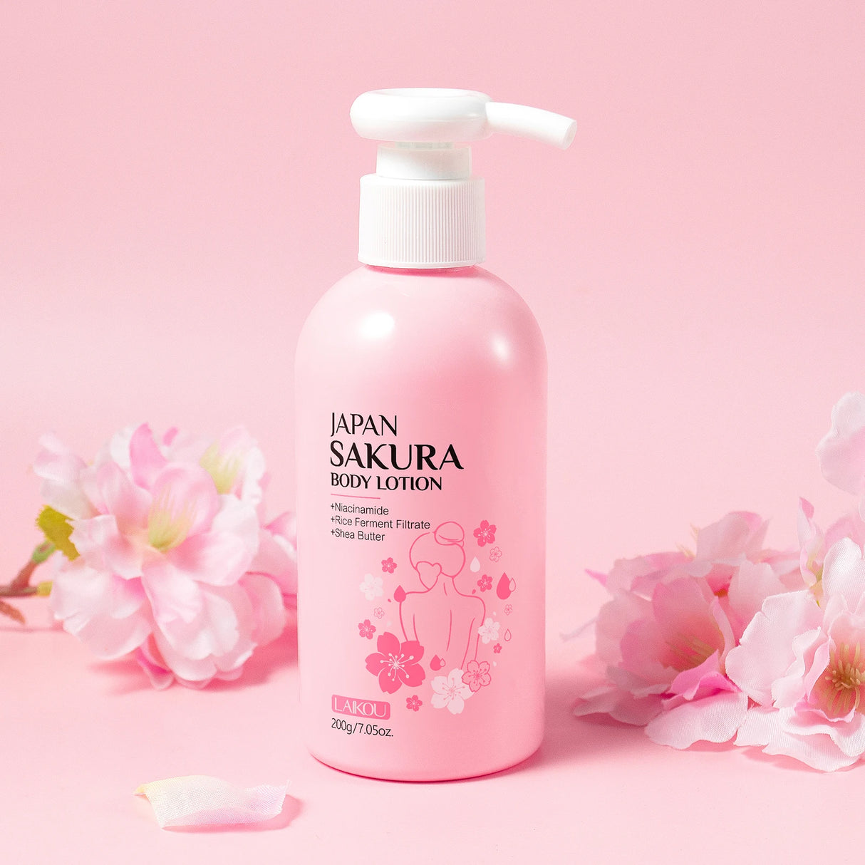 LAIKOU Japan Sakura Body Lotion Nourishing Body Moisturizer Fragrant Body Cream Soft Smooth Skin Treatment 200g
