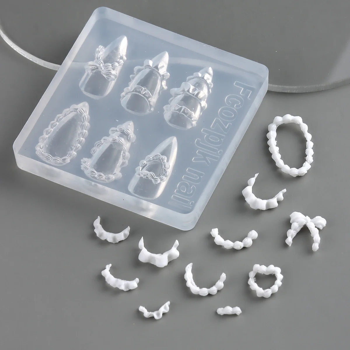 Lace Bowknot Nail Art Mold, French Manicure Silicone Stencil for DIY Nail Decoration, Nail Design Tool, Nail Printing Template