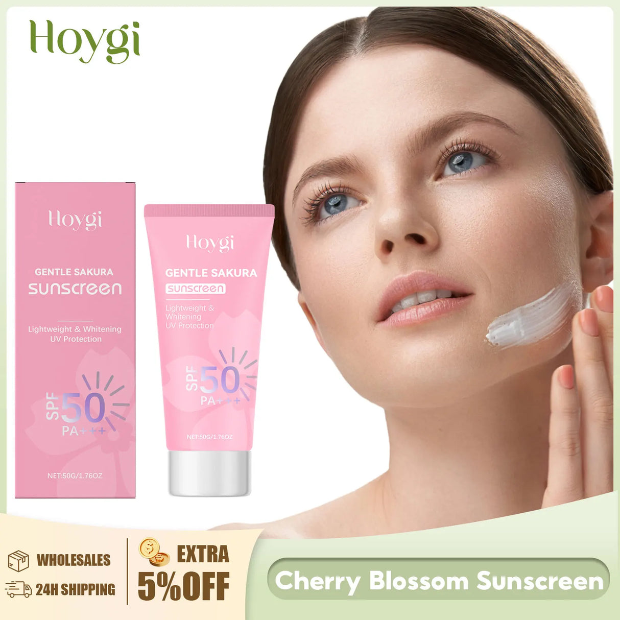 Cherry Blossom Sunscreen Cream Spf 50+ Long-Lasting Anti UV Anti-Aging Anti Oxidant Oil Control Non-greasy Waterproof Sunblock