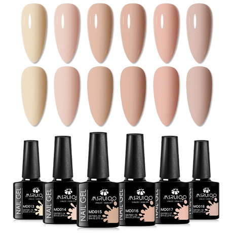 6pc All-Season Colors Gel Nail Polish Set UV LED Soak Off Nail Art Supplies Semi Permanent DIY Manicure Salon Nails Design