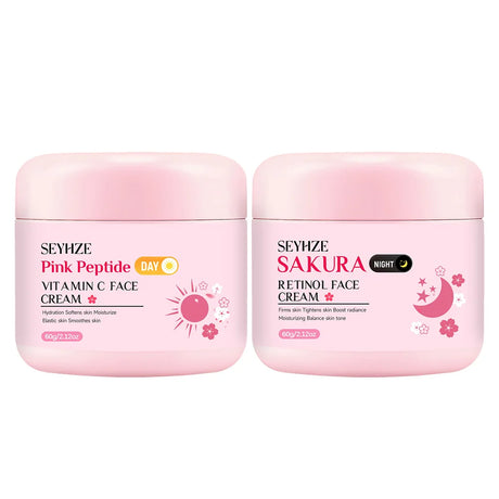 SEYHZE Sakura Day And Night Cream Rich in Retinol + Vitamin C/E Hyaluronic Acid Firming Skin 48H Hydration Brightening Uniform L