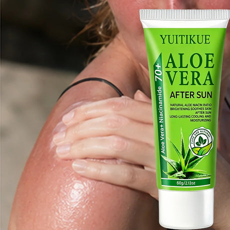 YUITIKUE 70+ Aloe Vera Niacinamide After Sun Gel Cooling Soothing Long Lasting Moisturizer For Face Body Sun Exposed Skin 60g