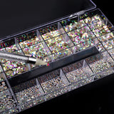 21 grid nail art diamond flat bottom glass diamond multi-style special-shaped diamond shiny nail rhinestone DIY nail art jewelry
