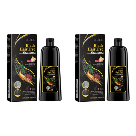 Black Hair Colouring Shampoo 3 in 1 Natural Herbal Essence Instant Colouring Shiny Hair Dye Shampoo Cleaning Nourishing Hair for Covering White