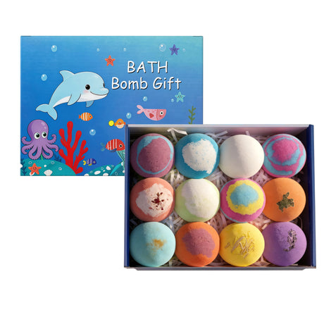 6-12PCS Bath Bombs Surprise Toy Inside Bath Bombs Natural Mega Bubbles Ocean Theme Skin Friendly Set Birthday Gift