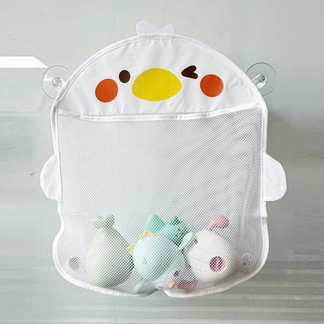 Baby Shower Toy Cute Duck Frog Net Toy Storage Bag Strong Suction Cup Baby Shower Game Bag Bathroom Organizer Water Toy