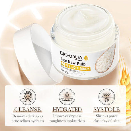 Rice Pulp Peel-Off Mask: Absorbs And Removes Blackheads And Whiteheads, Exfoliates, Whitens, Moisturizes, And Firms The Skin.