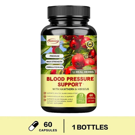 Blood Pressure Support - Supports Cardiovascular Health, Boosts Energy and Immunity, for Heart Health - with Hawthorn & Hibiscus