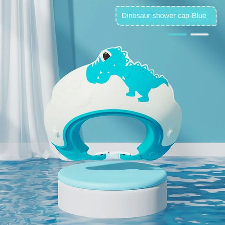 Baby Soft Rubber Waterproof Shampoo Cap Children Shampoo Artifact Baby Shampoo Cap Adjustable Ear Protectors Dinosaur Pattern