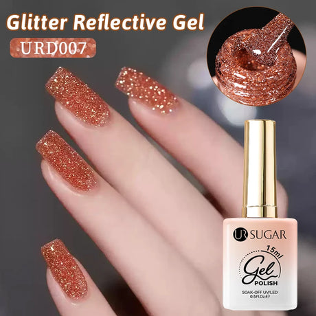 UR SUGAR 15ml Chameleon Pink Purple Reflective Gel Nail Polish Glitter Gorgeous Semi Permanent Soak Off UV Gel For Nail Art