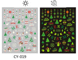 Sliver Bronzing 3D Christmas Nail Art Decoration Sticker Sparkly White Colorful Glitter Geometry Snowflake Winter Slider Foil