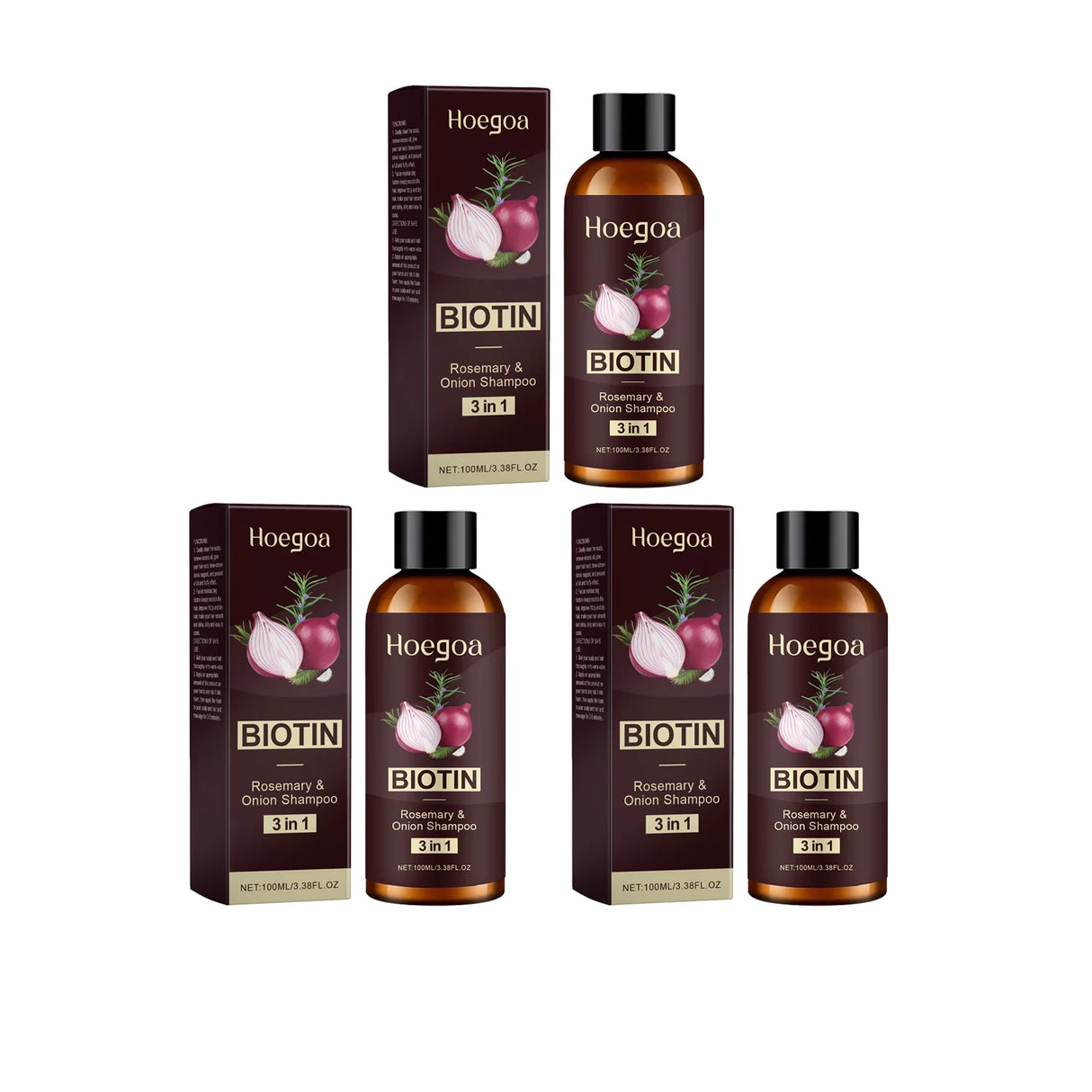 3 In 1 Rosemary Biotin Shampoo Hair Growth Thickening Anti Loss Strengthening Root Oil Control Deep Cleansing Volumizing Shampoo