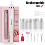 YIKOOLIN Portable Nail File Care Electric Nail Drill with 4 Speeds Cuticle Trimmer Battery Operated Manicure and Pedicure Tools