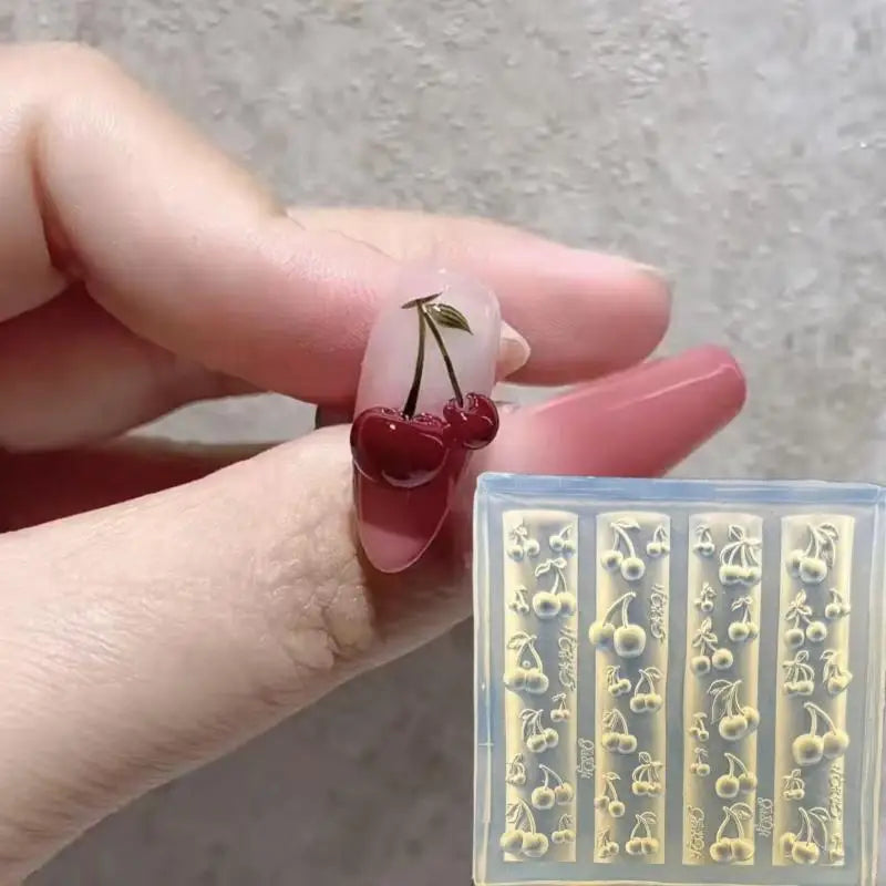 3D Rose Flower Butterfly Silicone Nail Mold Cherry Design DIY Manicure Jewelry Crafts Nail Art Decor Tool