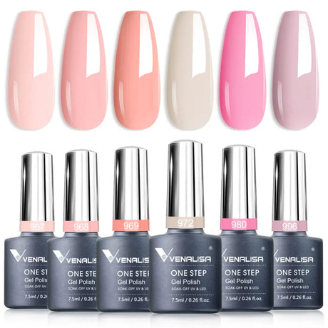 VIP5 Venalisa Nail Gel Polish Jelly Color HEMA/TPO FREE Nude Pink Semi Permanent Soak Off UVLED Gel Polish Sparkle Gel Varnish