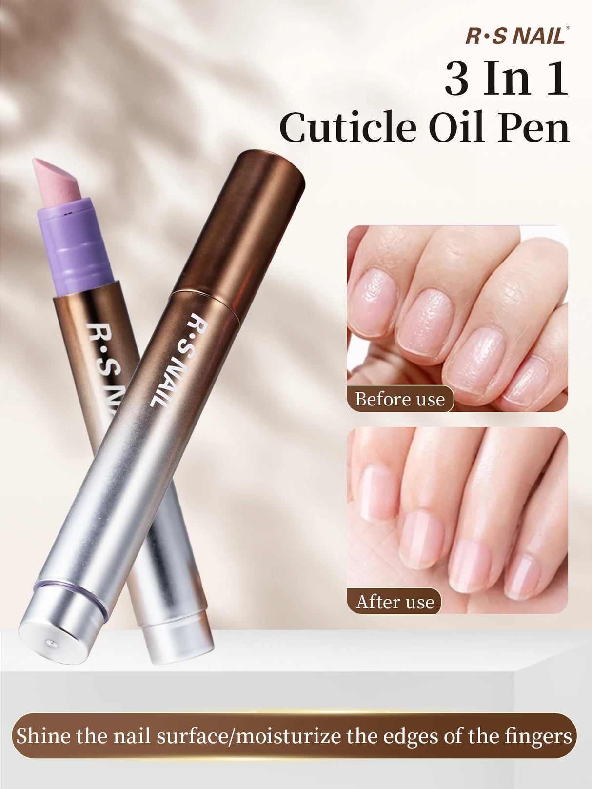 1/2PCS 3-In-1 Cuticle Oil Pen Nail Art Essence Pen Nail Cuticle Remover Pen Dry & Damaged Nails Nourishing Moisturize Nails Care