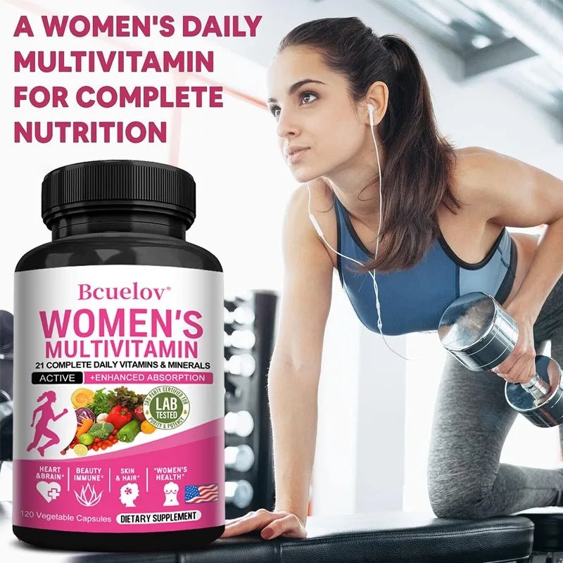 Women's Daily Multivitamin, with 21 Complete Daily Vitamins and Minerals for Women, Efficient Formula-Metabolism and Immune Support,120 Capsules